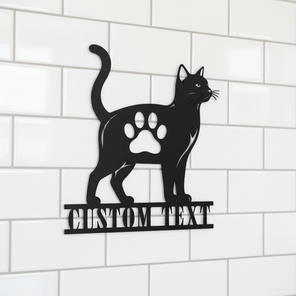 Personalisiertes Katzen Pfotenabdruck Metallschild – Bild 4
