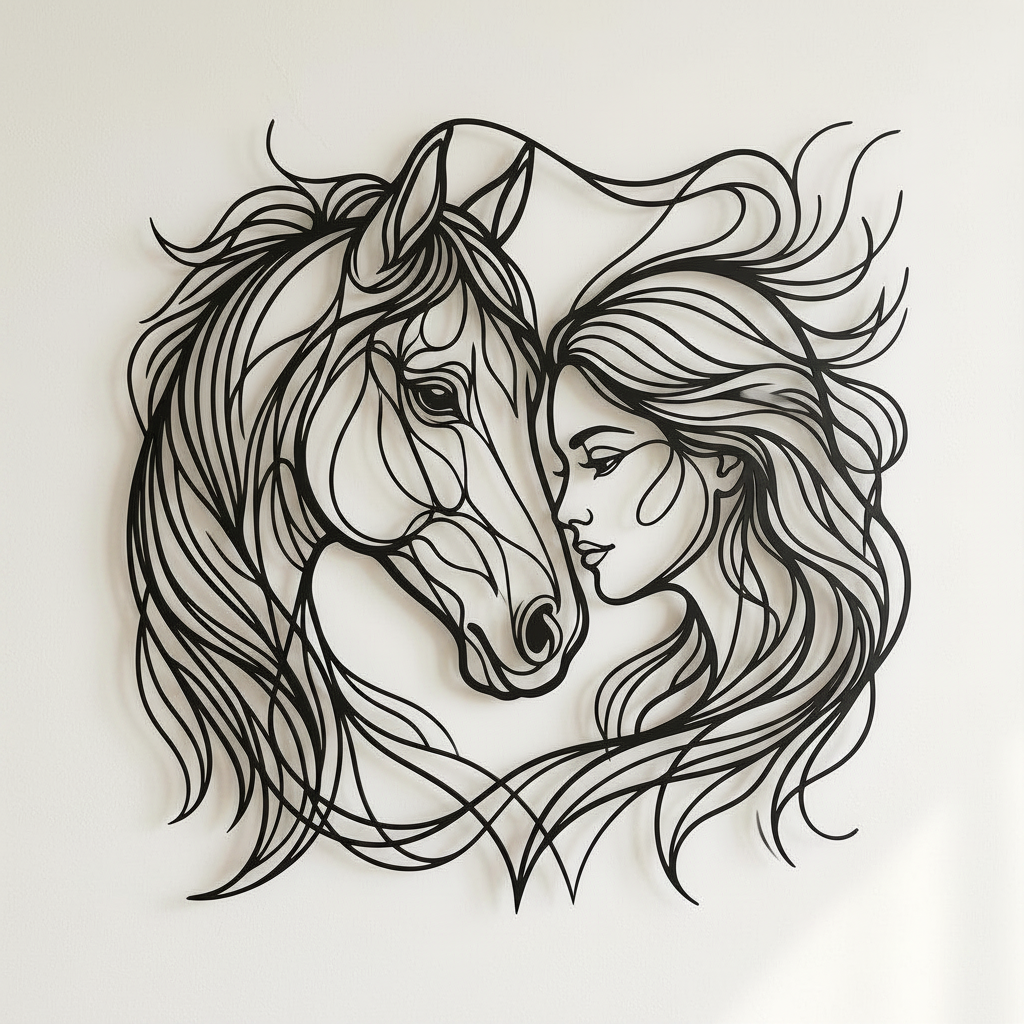 Mädchen und Pferd Metallschild