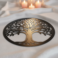 Round tree of life metal sign with Family is Everything in black steel