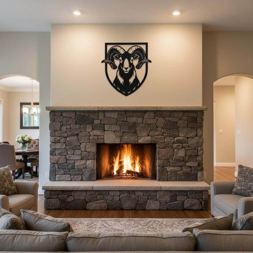 Widderkopf auf Wappenschild Metall Wanddeko – Bild 3