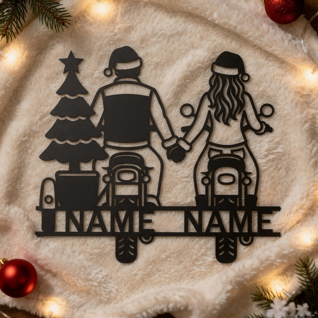 Personalisiertes Weihnachts-Biker-Paar Metallschild – Bild 10