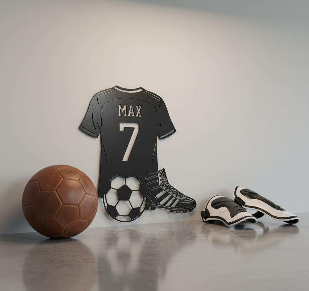 Fußballtrikot Metallschild mit Namen