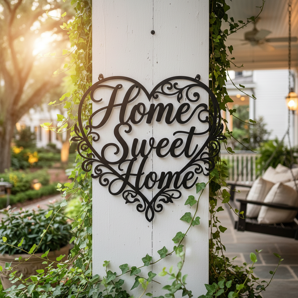 Heart-shaped Home Sweet Home metal wall art in black steel – image 14