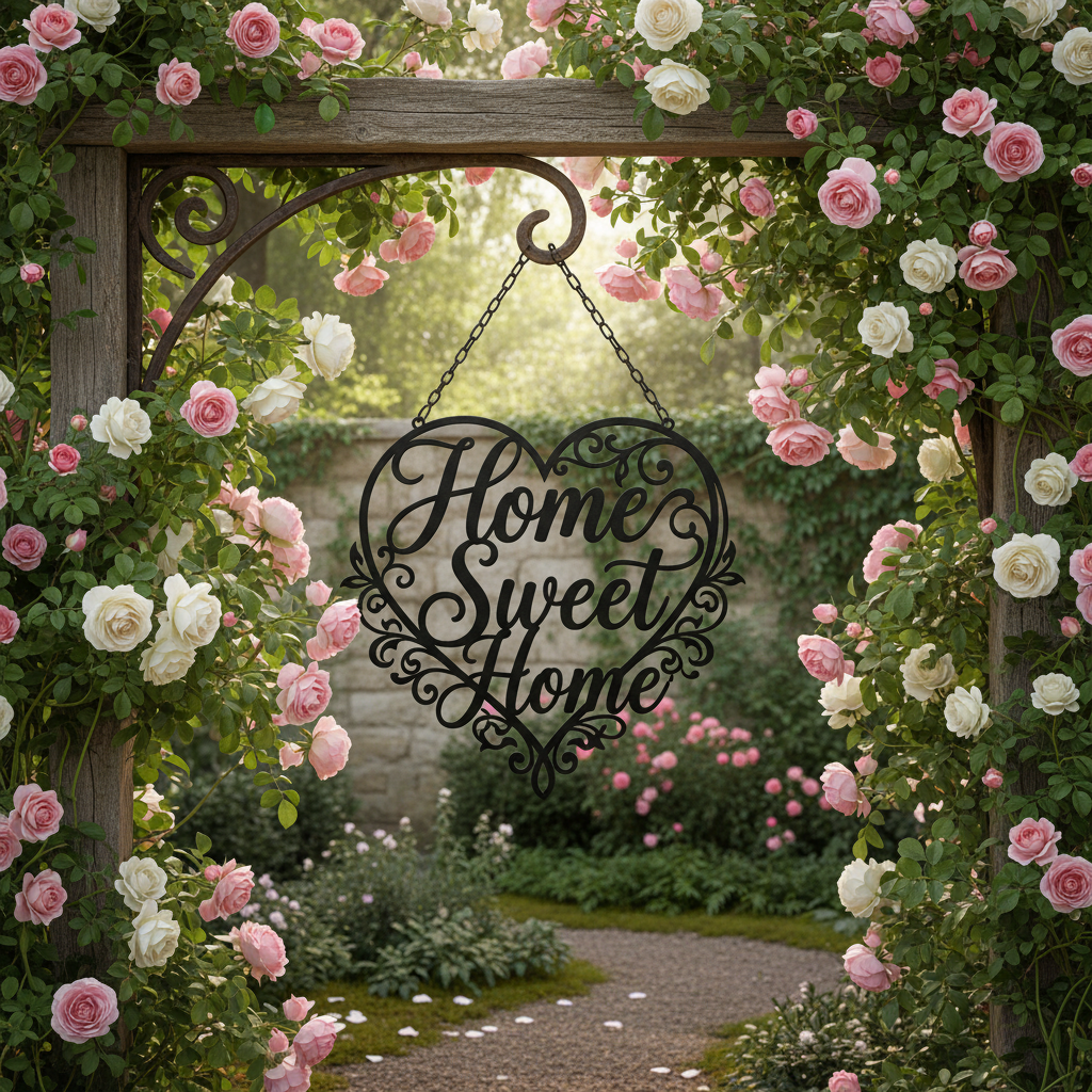 Heart-shaped Home Sweet Home metal wall art in black steel – image 15