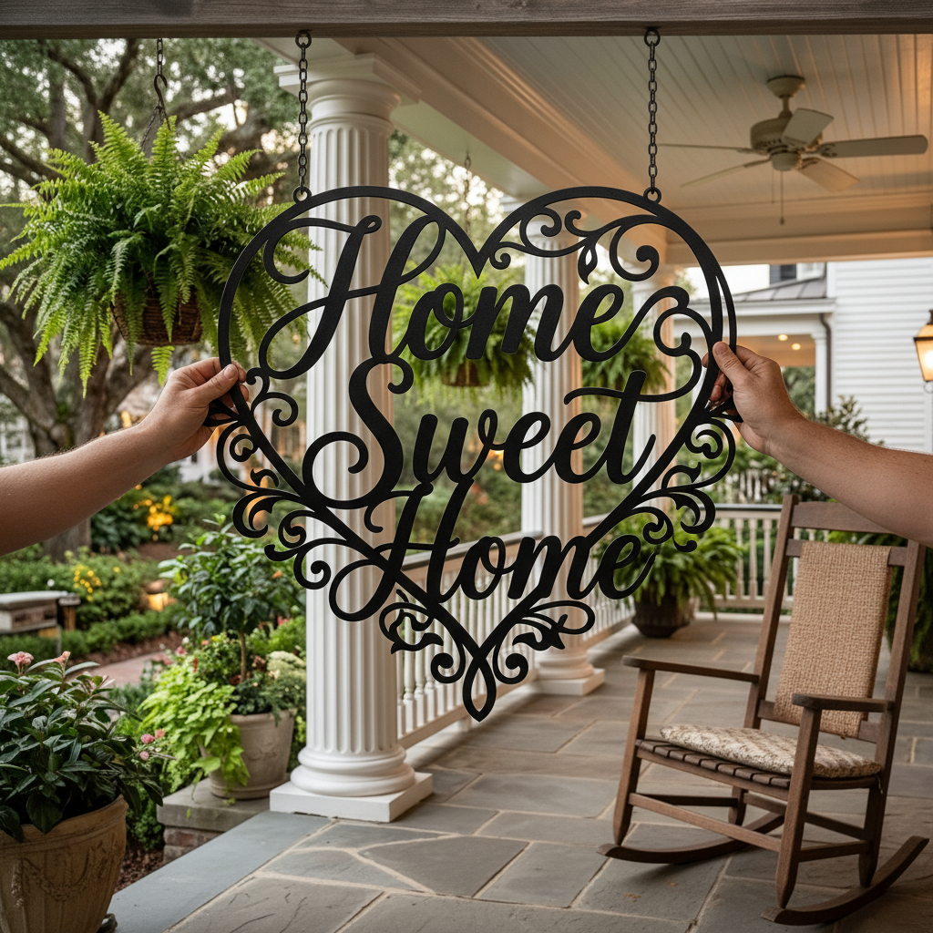Heart-shaped Home Sweet Home metal wall art in black steel – image 8