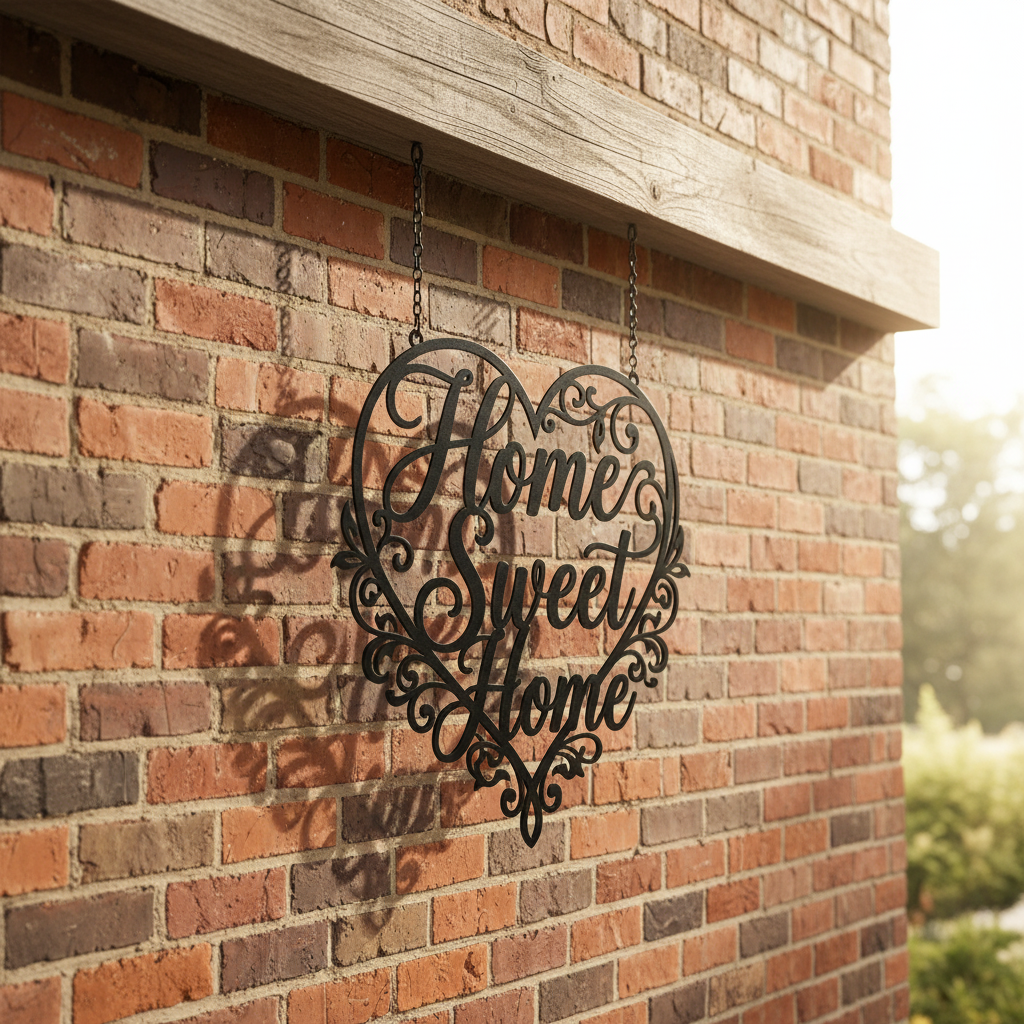 Heart-shaped Home Sweet Home metal wall art in black steel – image 9