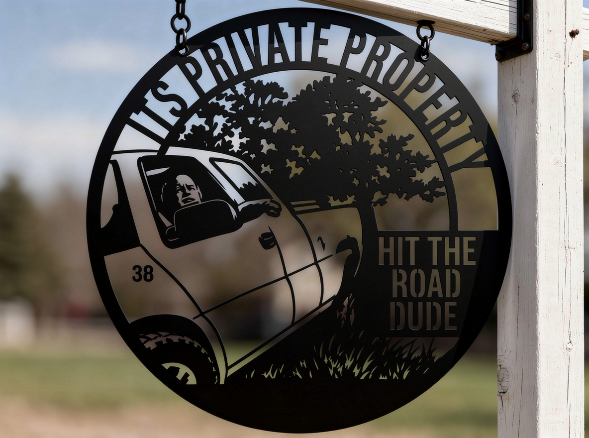 It's Private Property Hit the Road Dude Metallschild rund – Bild 9