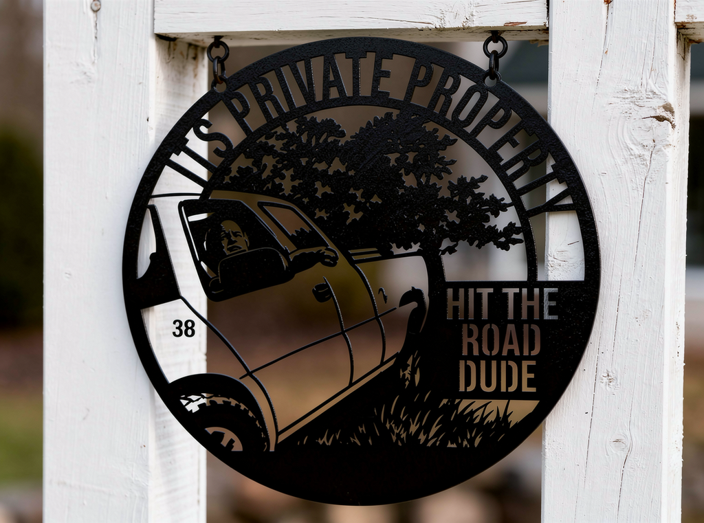 It's Private Property Hit the Road Dude Metallschild rund – Bild 15
