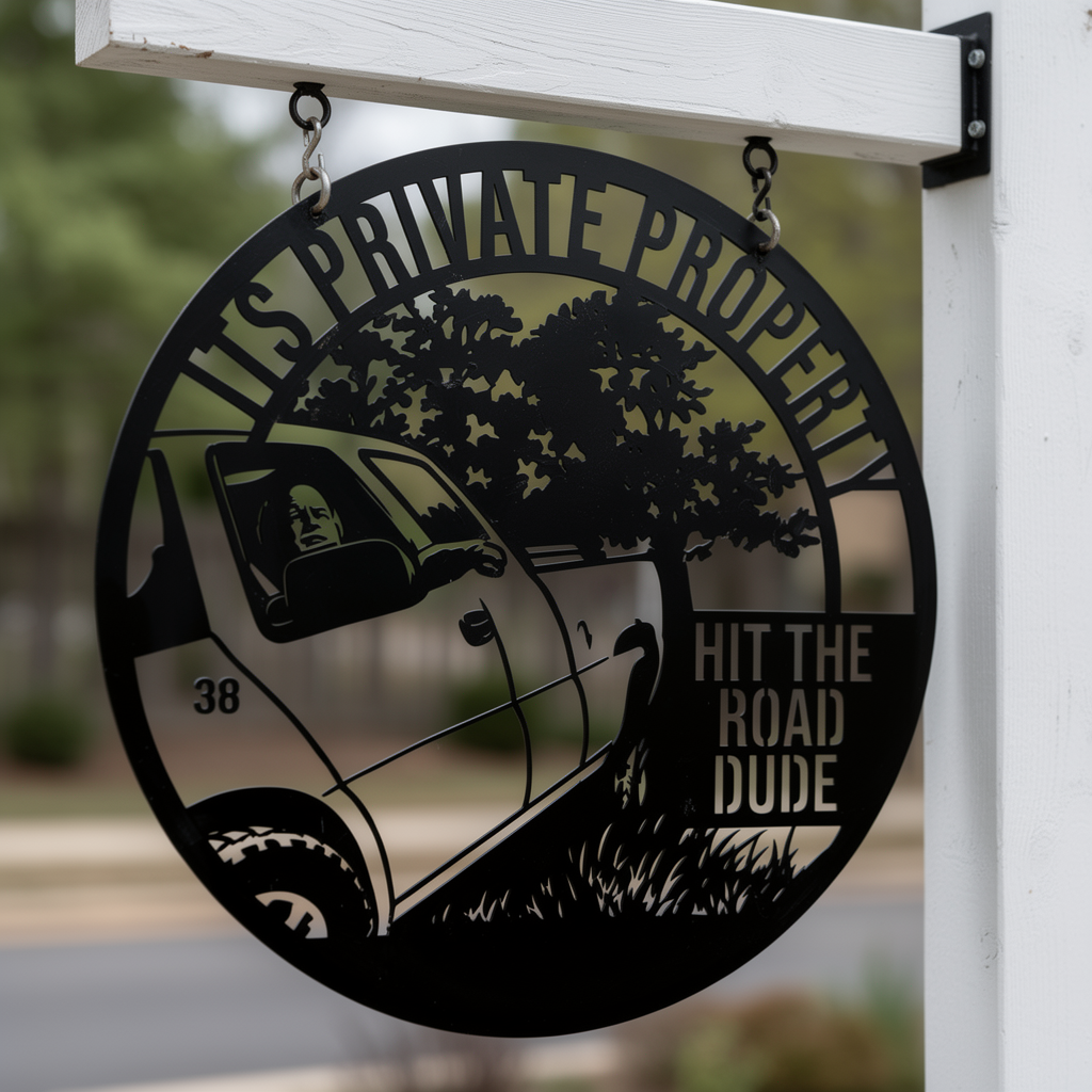 It's Private Property Hit the Road Dude Metallschild rund – Bild 16