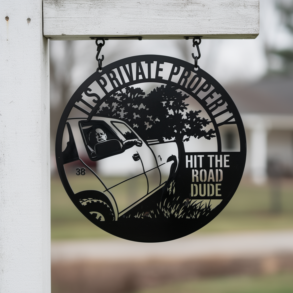 It's Private Property Hit the Road Dude Metallschild rund – Bild 17