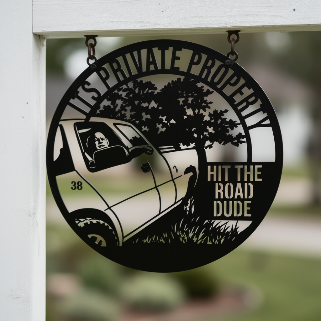 It's Private Property Hit the Road Dude Metallschild rund – Bild 2