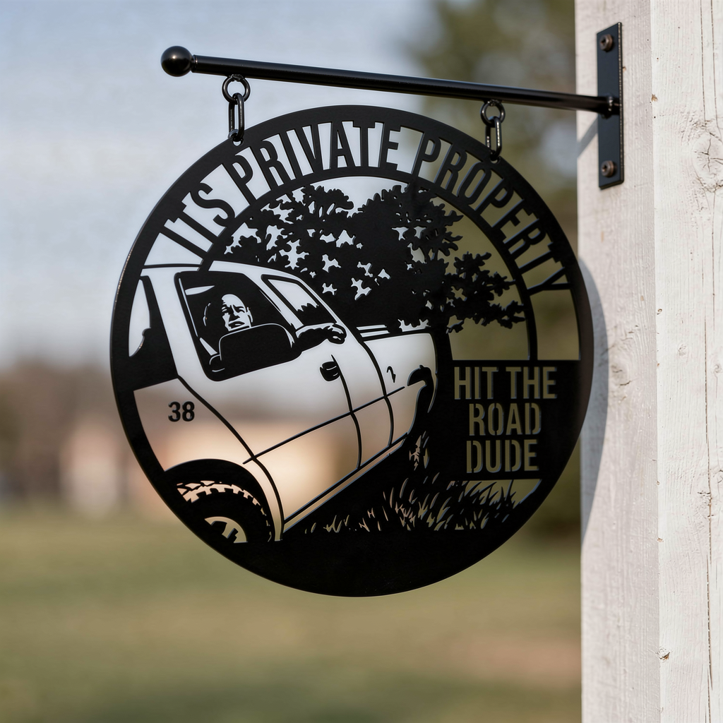 It's Private Property Hit the Road Dude Metallschild rund – Bild 1