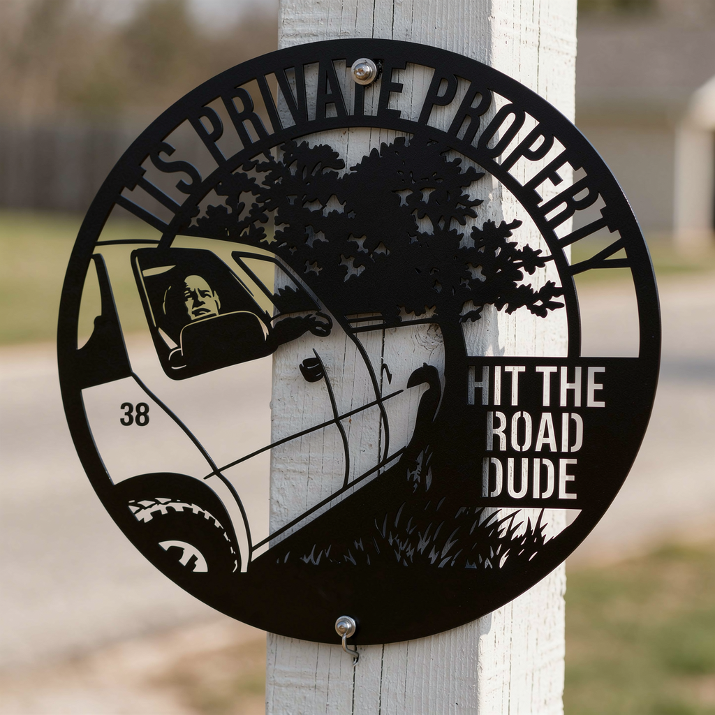 It's Private Property Hit the Road Dude Metallschild rund – Bild 3