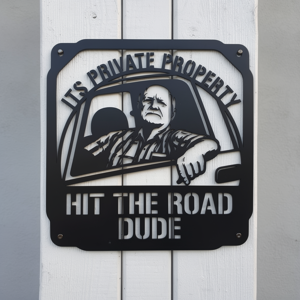 It's Private Property Hit the Road Dude Metallschild quadratisch – Bild 2