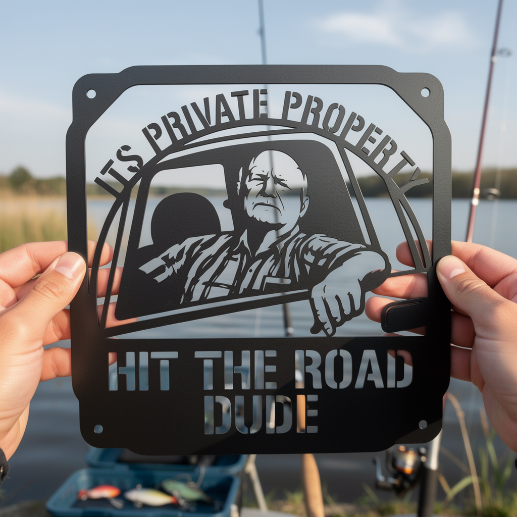 It's Private Property Hit the Road Dude Metallschild quadratisch – Bild 3
