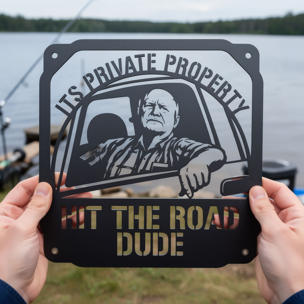 It's Private Property Hit the Road Dude Metallschild quadratisch – Bild 4
