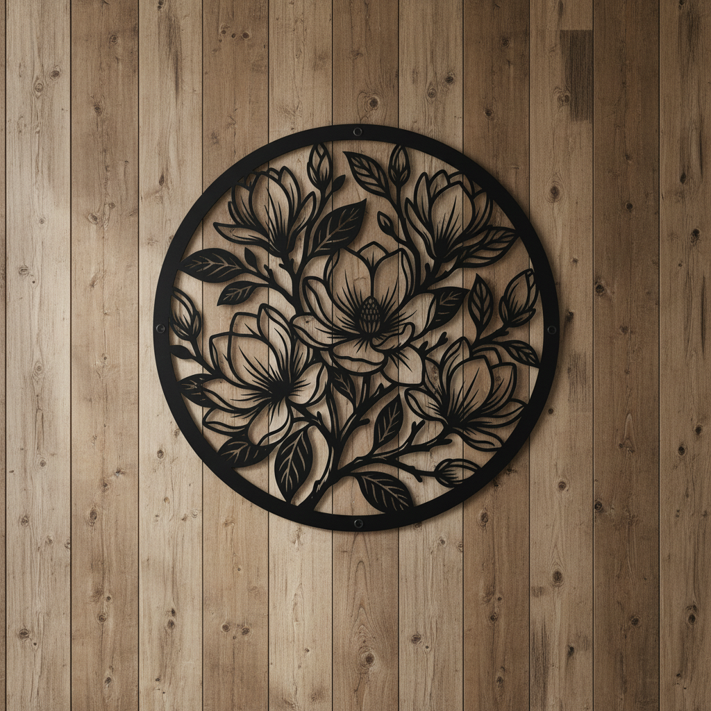 Magnolienblüte Metall Wanddeko rund – Bild 5