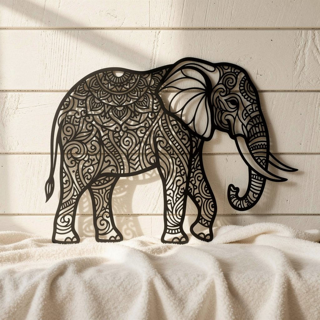 Mandala Elefant Metall Wanddeko – Bild 3