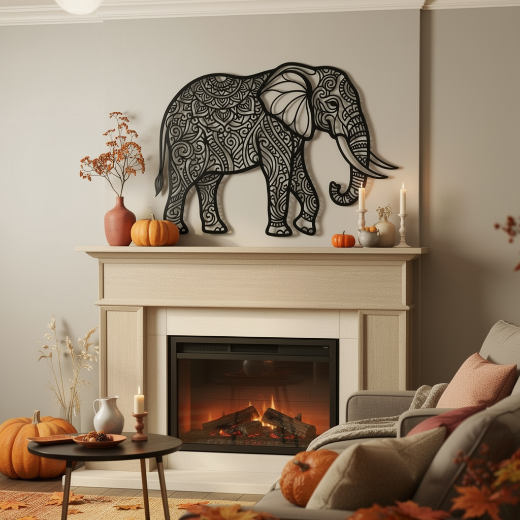 Mandala Elefant Metall Wanddeko – Bild 4