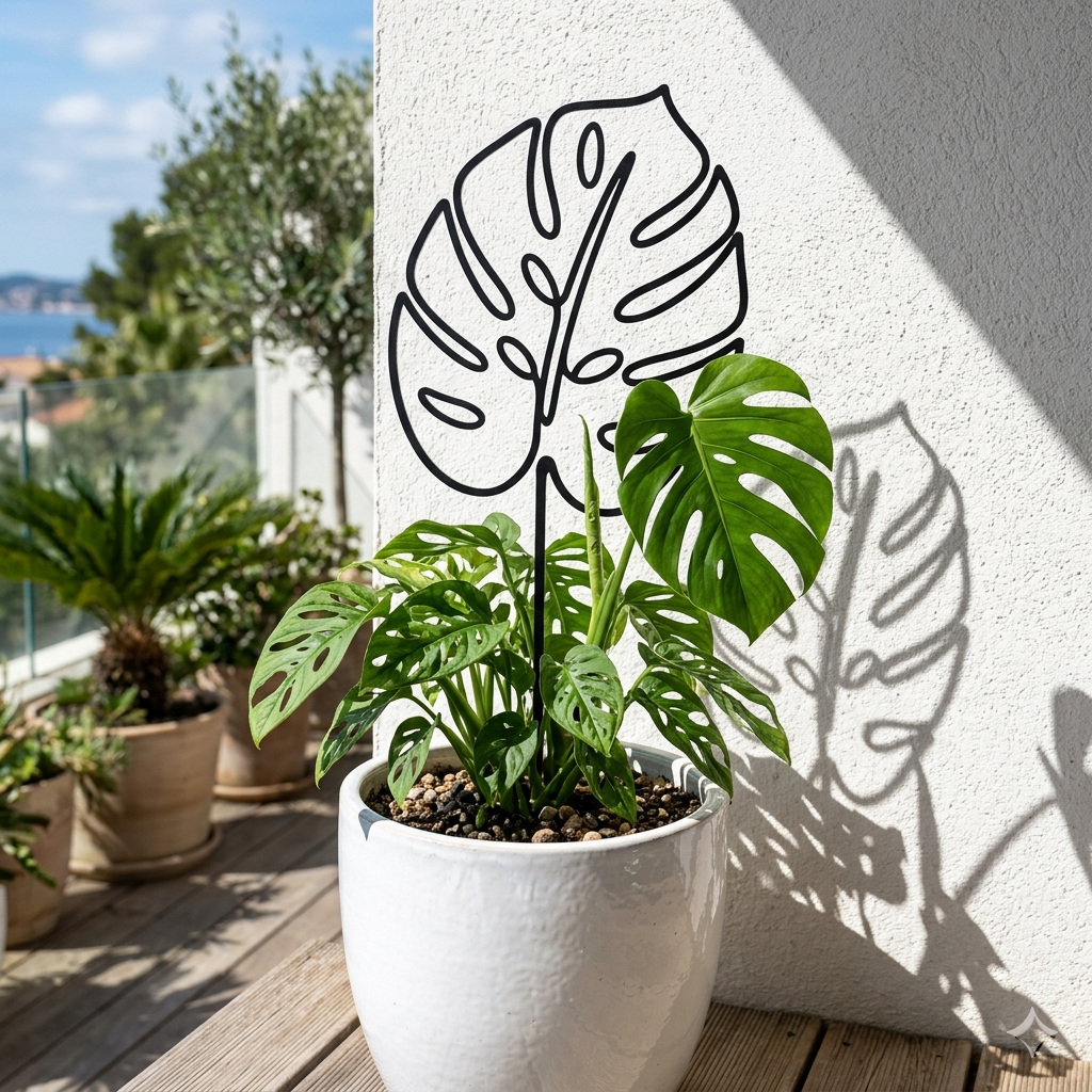 Monstera Blatt Rankhilfe Gartenstecker aus Metall – Bild 2