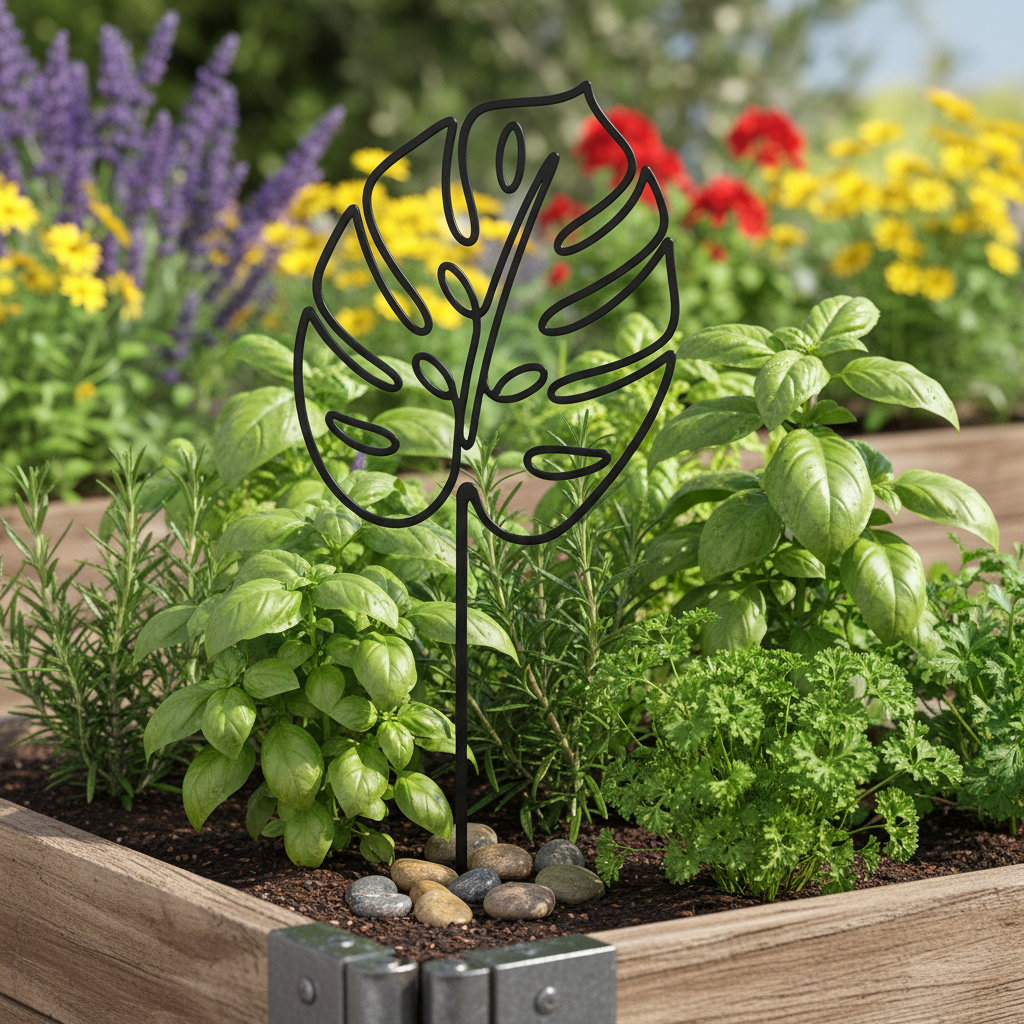 Monstera Blatt Rankhilfe Gartenstecker aus Metall – Bild 10