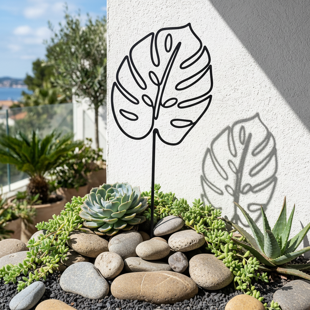 Monstera Blatt Rankhilfe Gartenstecker aus Metall – Bild 12