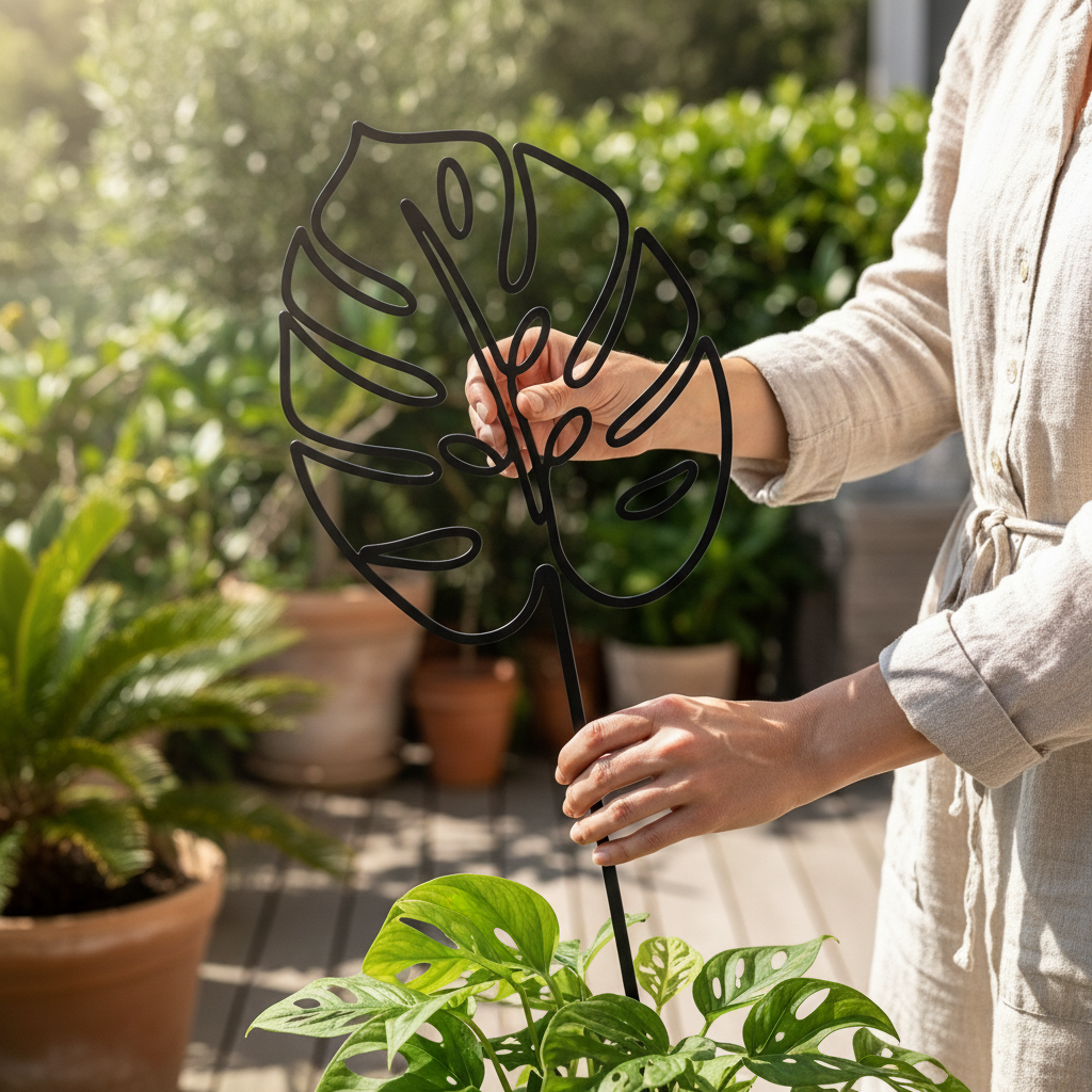 Monstera Blatt Rankhilfe Gartenstecker aus Metall – Bild 5