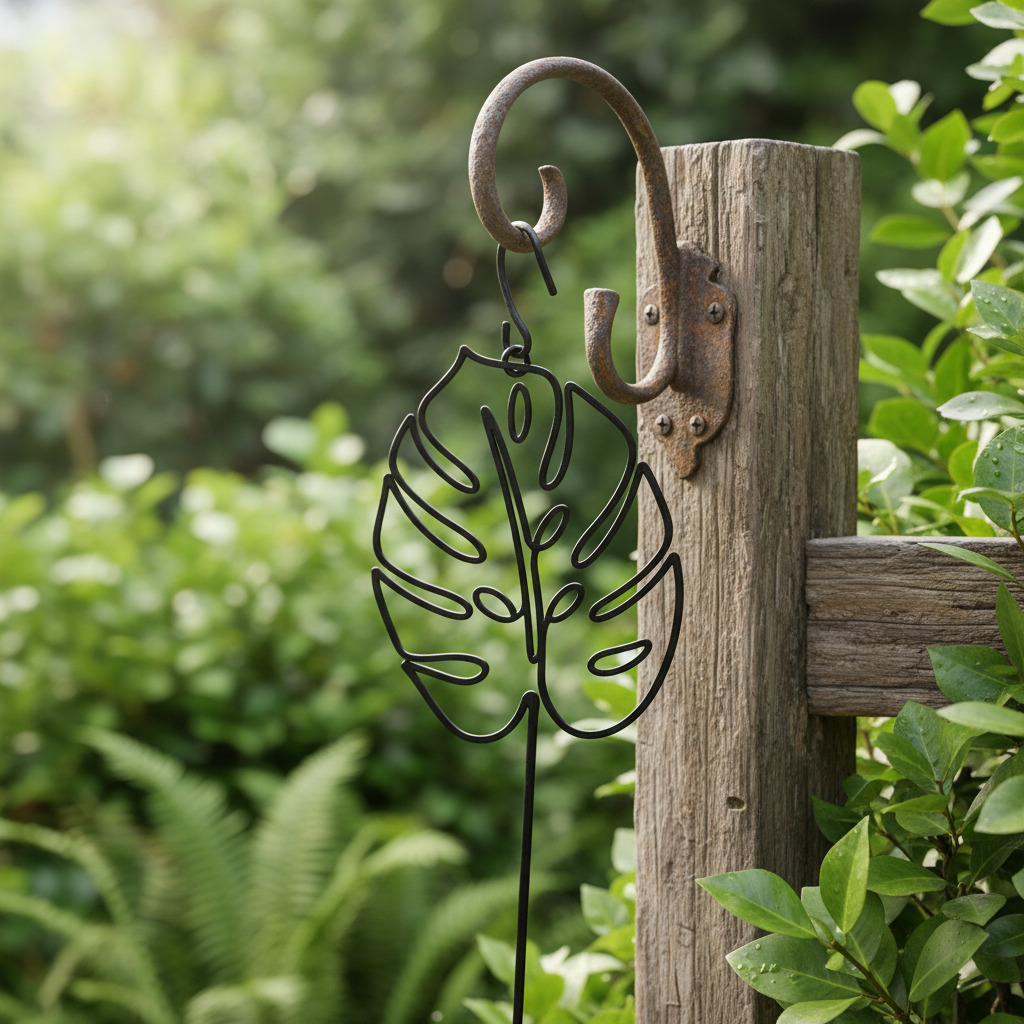 Monstera Blatt Rankhilfe Gartenstecker aus Metall – Bild 6