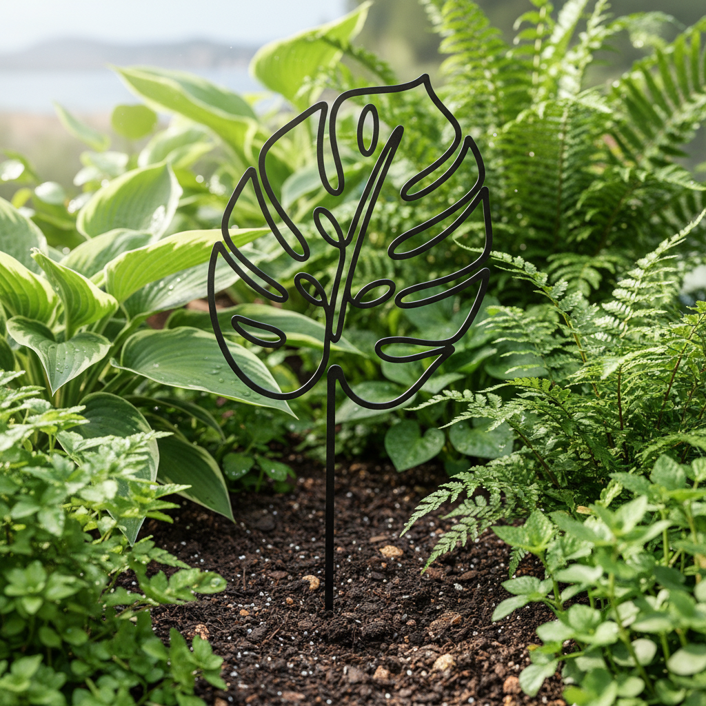 Monstera Blatt Rankhilfe Gartenstecker aus Metall – Bild 9