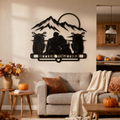 Better Together metal wall art with motorcycle couple and mountains in black steel