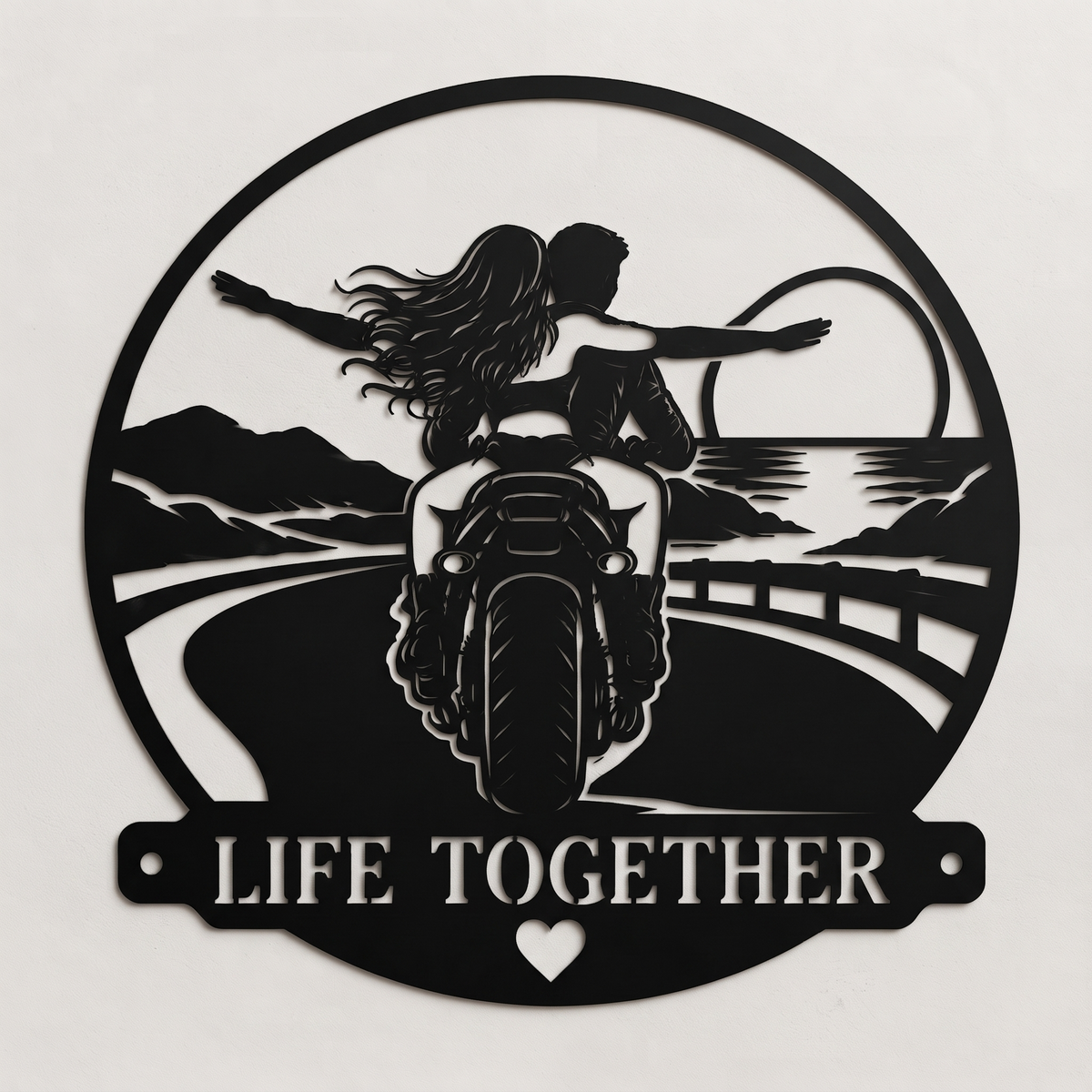 Motorrad Paar Life Together Metallschild rund – Bild 2