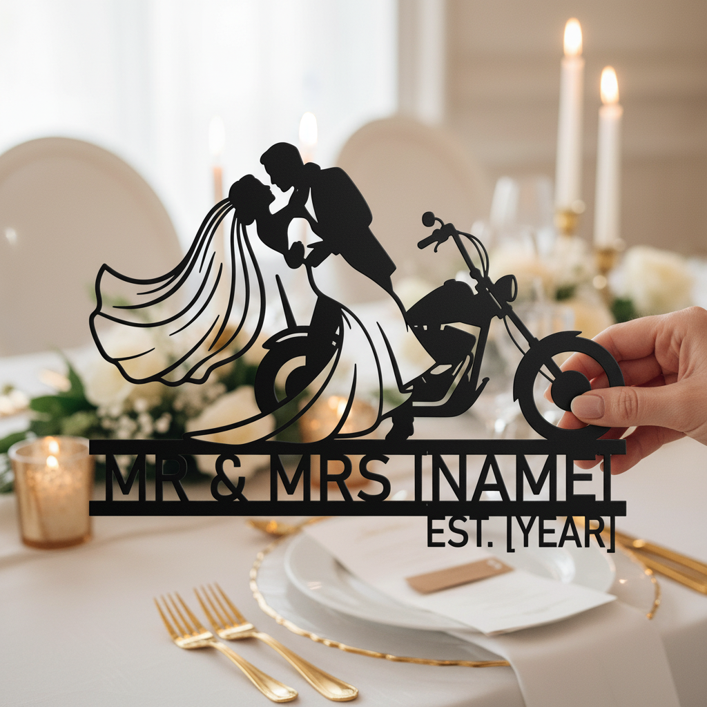 Personalisiertes Biker Hochzeitsschild Mr und Mrs – Bild 12