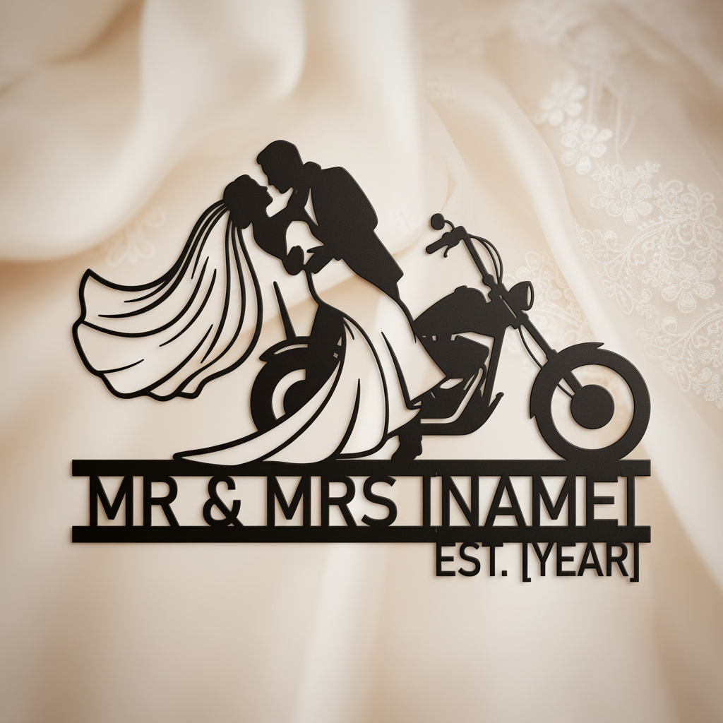 Personalisiertes Biker Hochzeitsschild Mr und Mrs – Bild 13