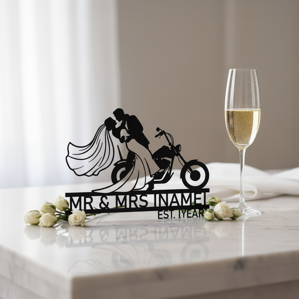 Personalisiertes Biker Hochzeitsschild Mr und Mrs – Bild 14