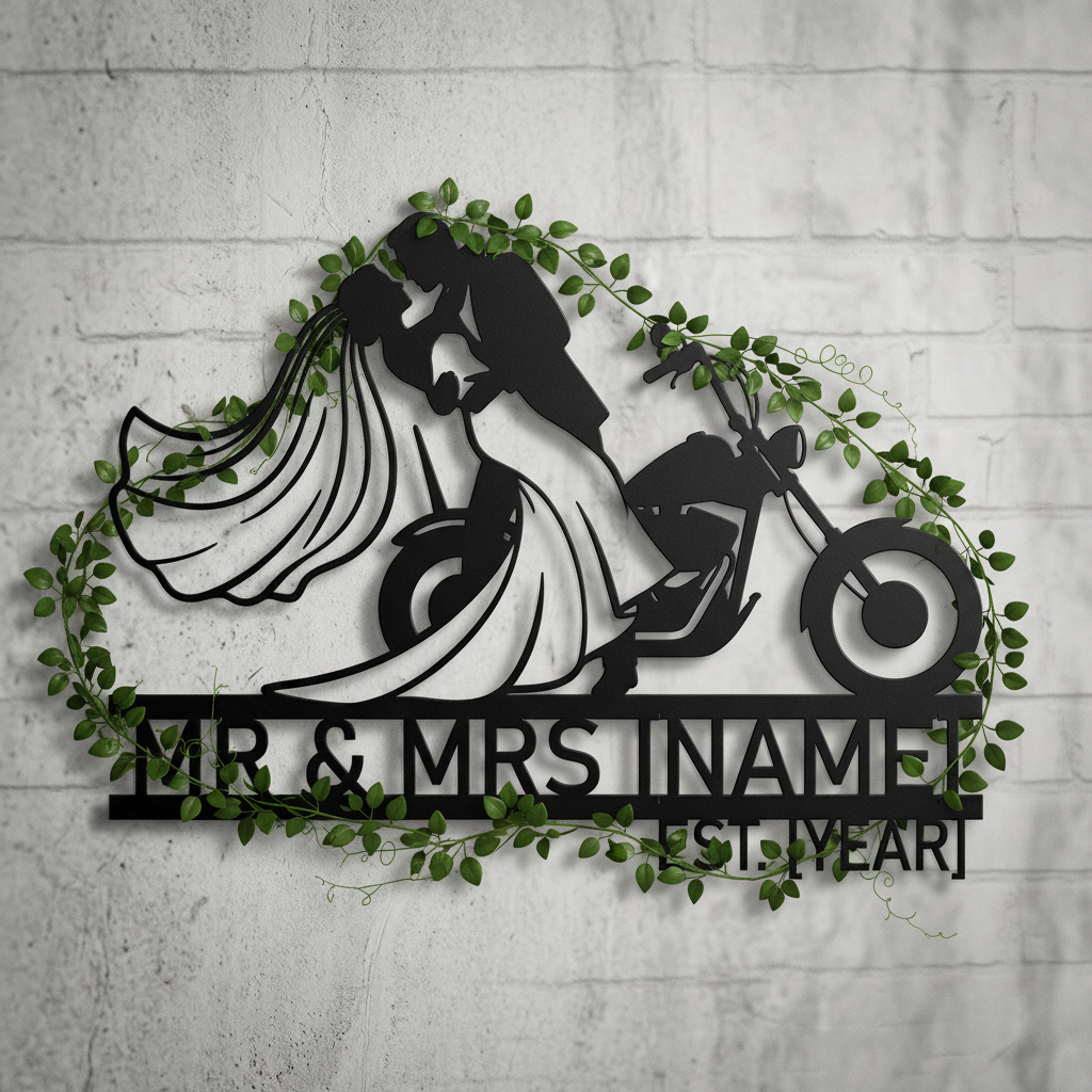Personalisiertes Biker Hochzeitsschild Mr und Mrs – Bild 16