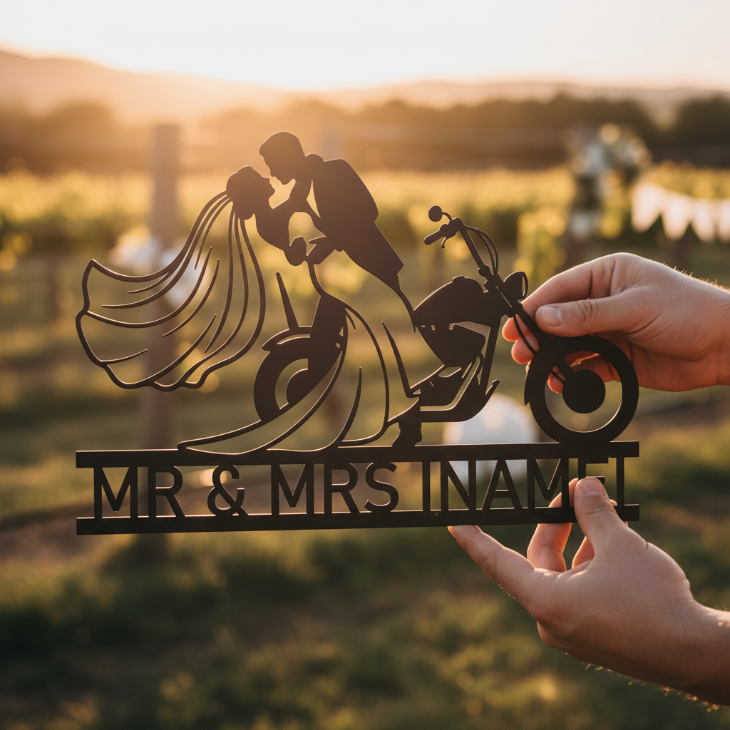 Personalisiertes Biker Hochzeitsschild Mr und Mrs – Bild 17
