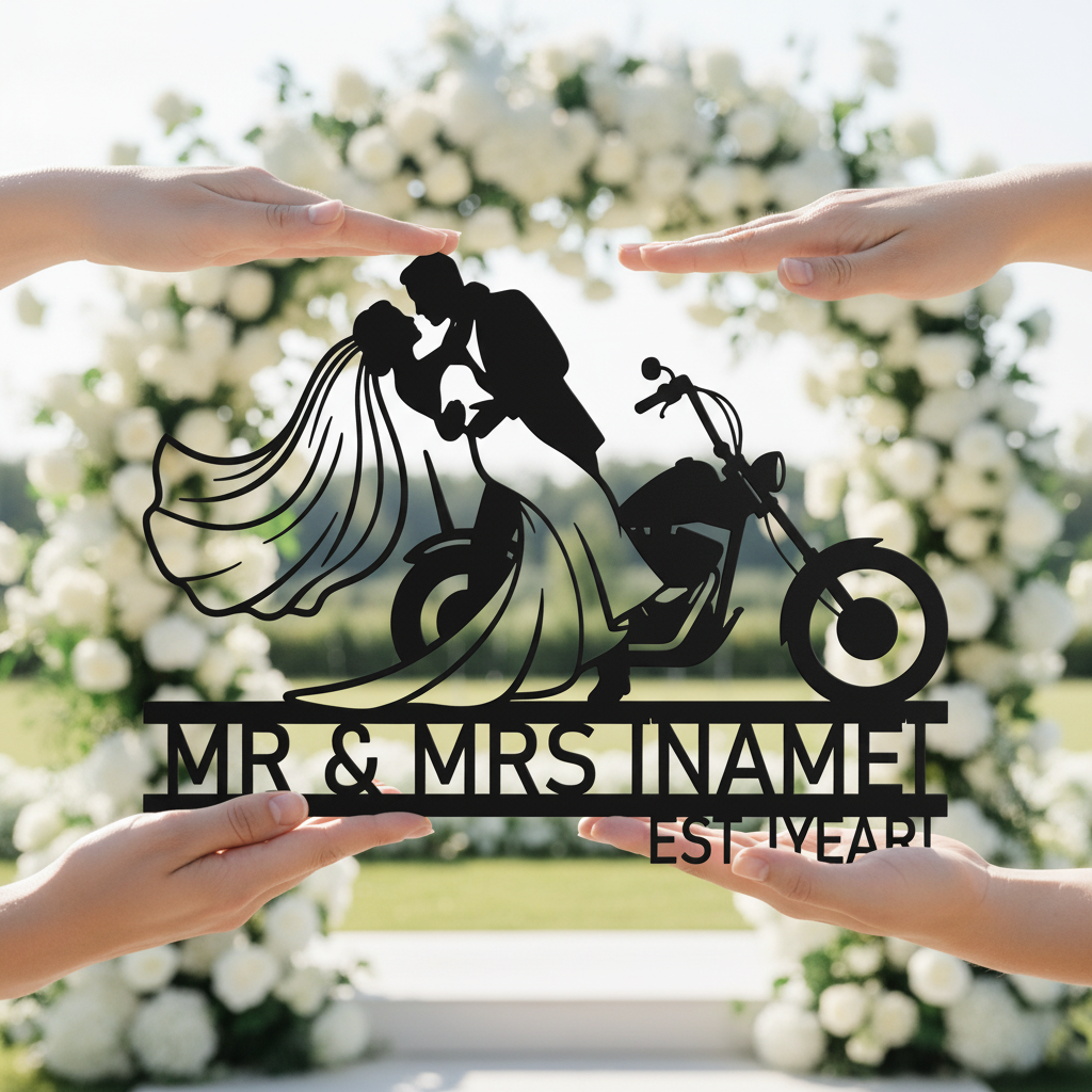 Personalisiertes Biker Hochzeitsschild Mr und Mrs – Bild 18