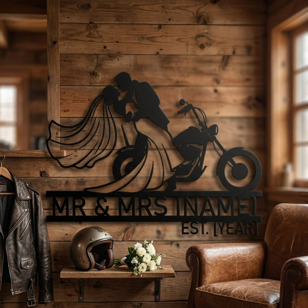 Personalisiertes Biker Hochzeitsschild Mr und Mrs – Bild 20