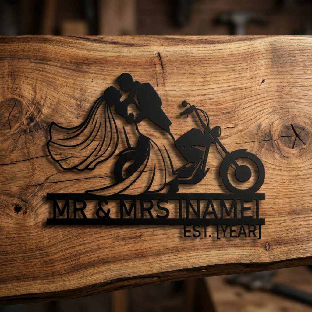 Personalisiertes Biker Hochzeitsschild Mr und Mrs – Bild 21