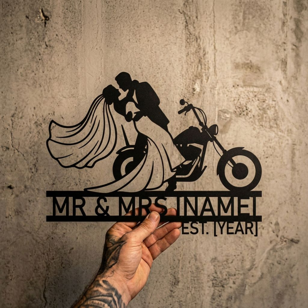 Personalisiertes Biker Hochzeitsschild Mr und Mrs – Bild 22