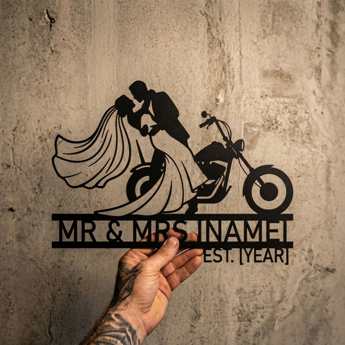 Personalisiertes Biker Hochzeitsschild Mr und Mrs – Bild 22