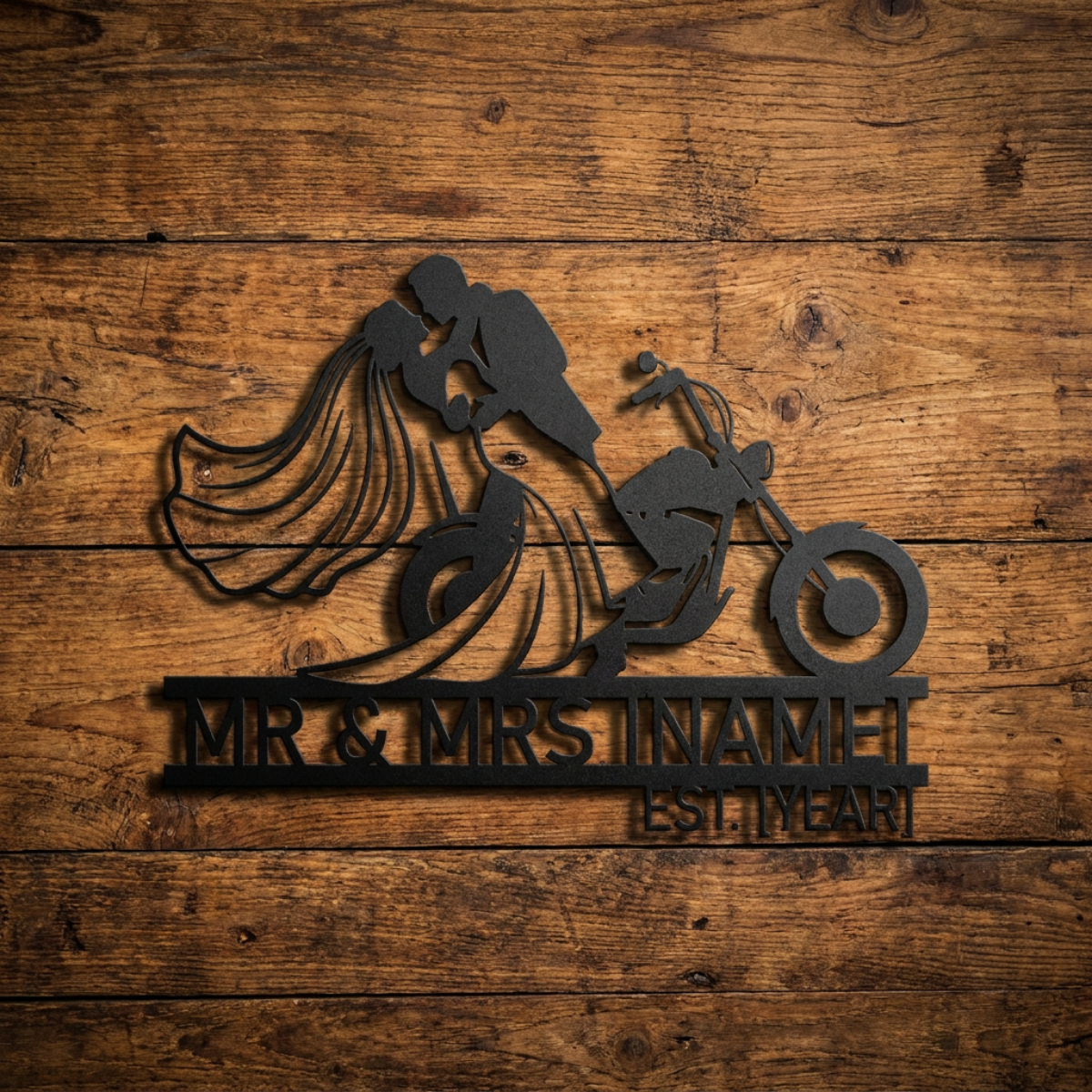 Personalisiertes Biker Hochzeitsschild Mr und Mrs – Bild 23