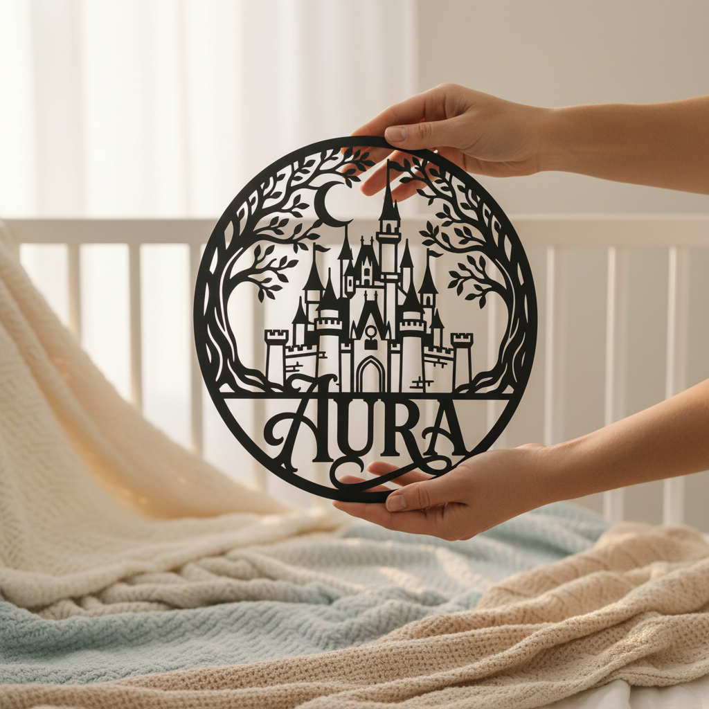 Personalisiertes Märchenschloss Namensschild rund – Bild 3