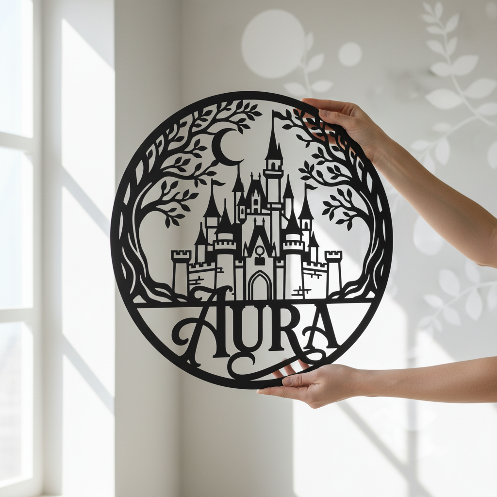 Personalisiertes Märchenschloss Namensschild rund – Bild 8