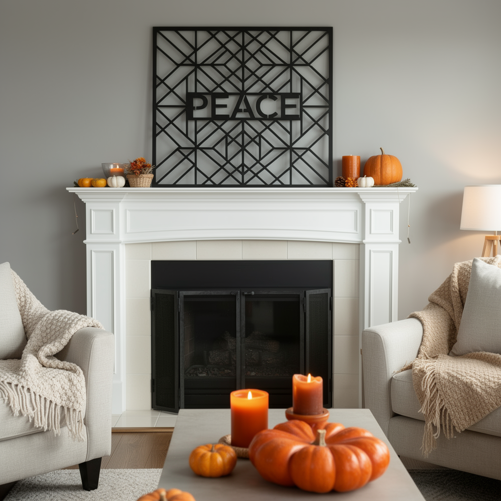 Personalisiertes quadratisches Art-déco-Familienschild mit geometrischen Linien aus schwarzem Stahl – Bild 10