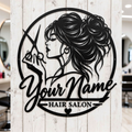 Personalisiertes Friseur Stylistin Metallschild rund – Bild 1