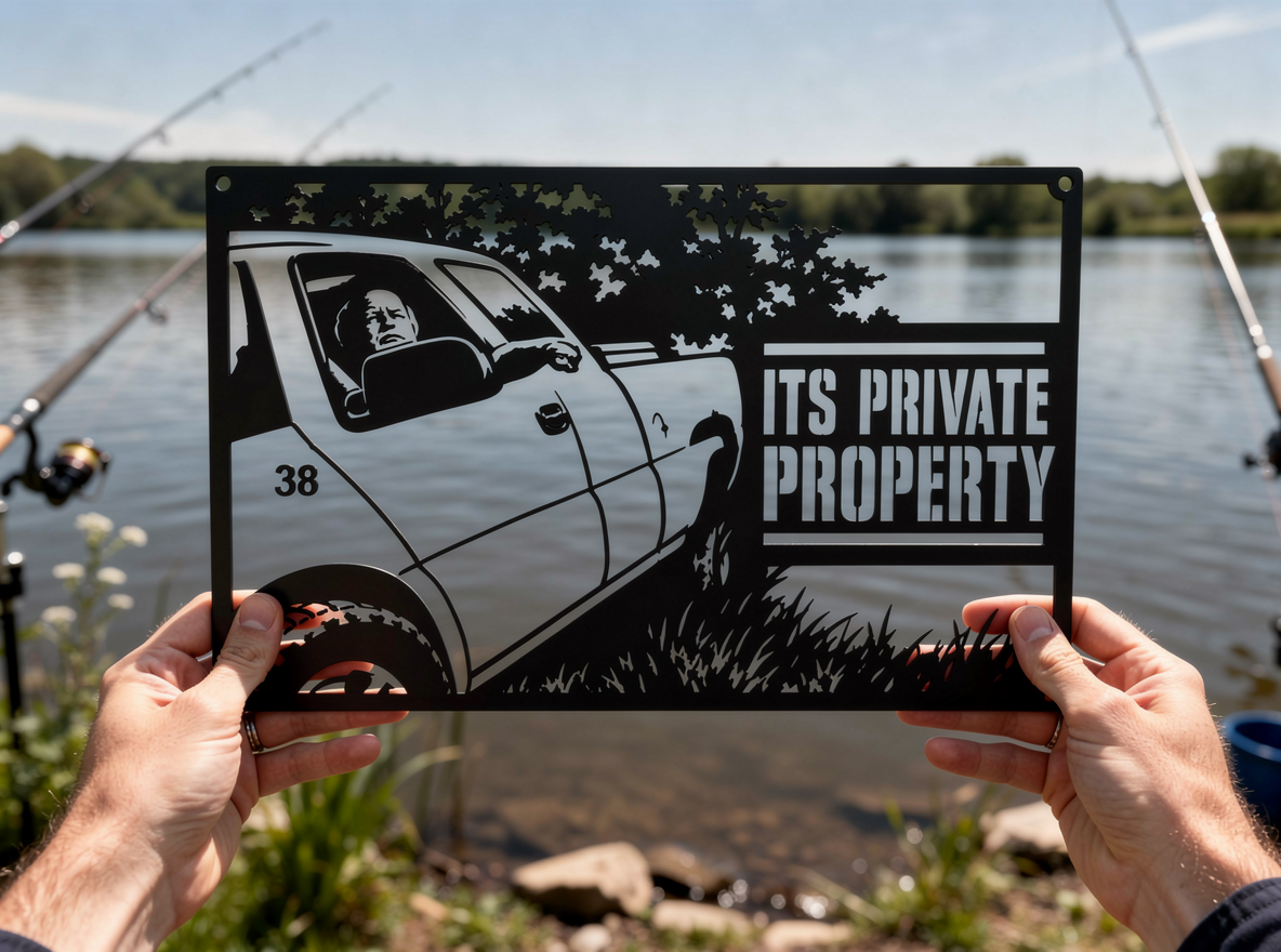 Private Property Metallschild rechteckig mit Pickup-Truck – Bild 12