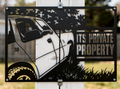 Private Property Metallschild rechteckig mit Pickup-Truck – Bild 1