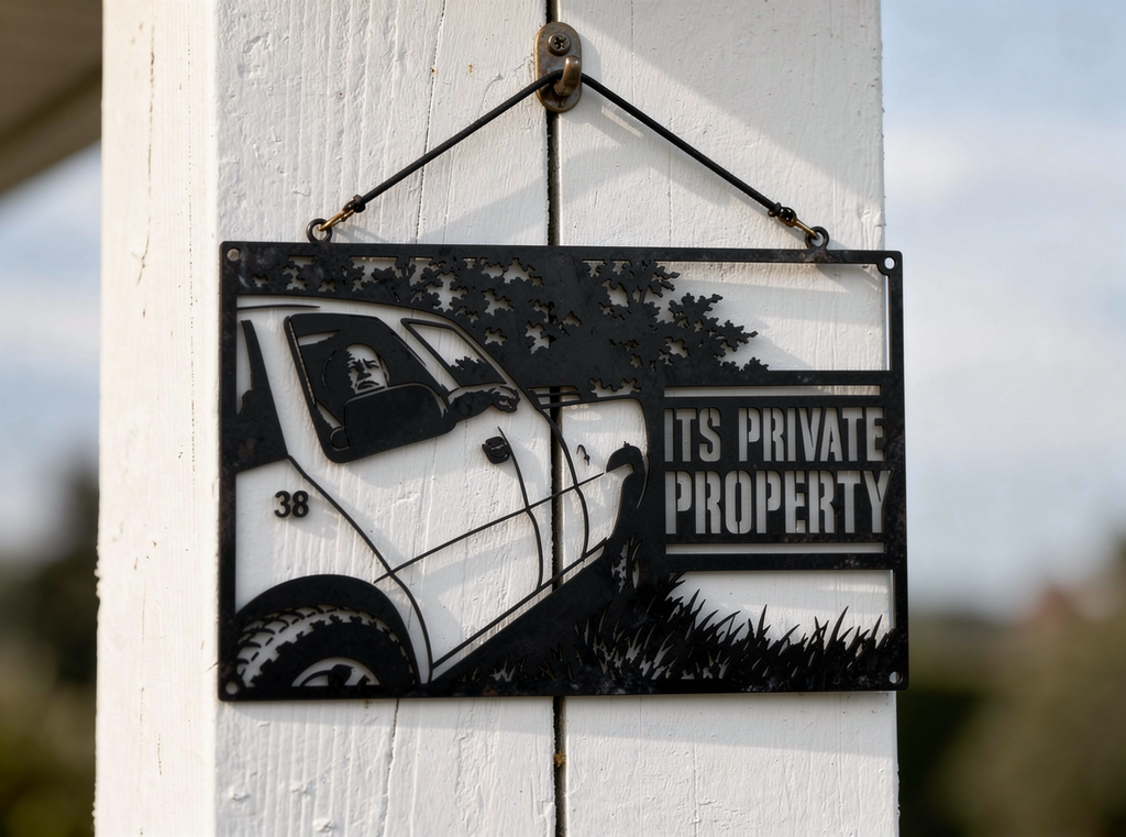 Private Property Metallschild rechteckig mit Pickup-Truck – Bild 7