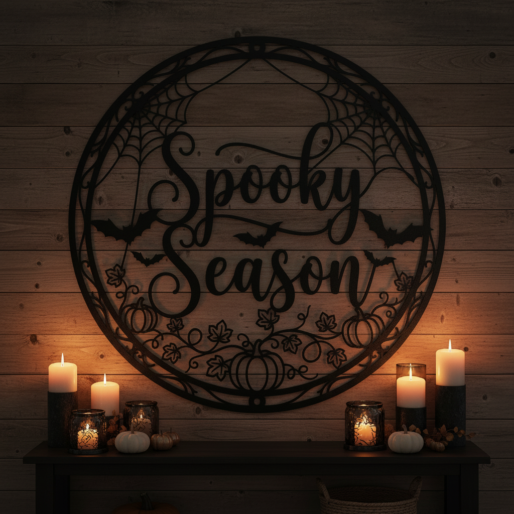 Spooky Season Halloween Kürbis Metallschild rund – Bild 5